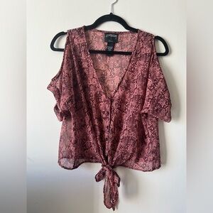 Stussy - Mesh Tie Front Cut-out Shoulder Blouse